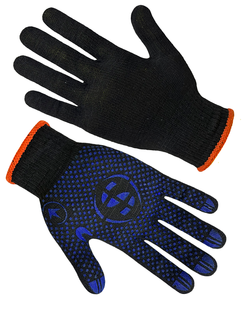 Рукавички трикотажні чорні з ПВХ крапкою SEVEN 70041